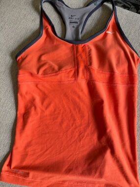 Nike Orange Dri-FIT Racerback Tank with Gray Trim